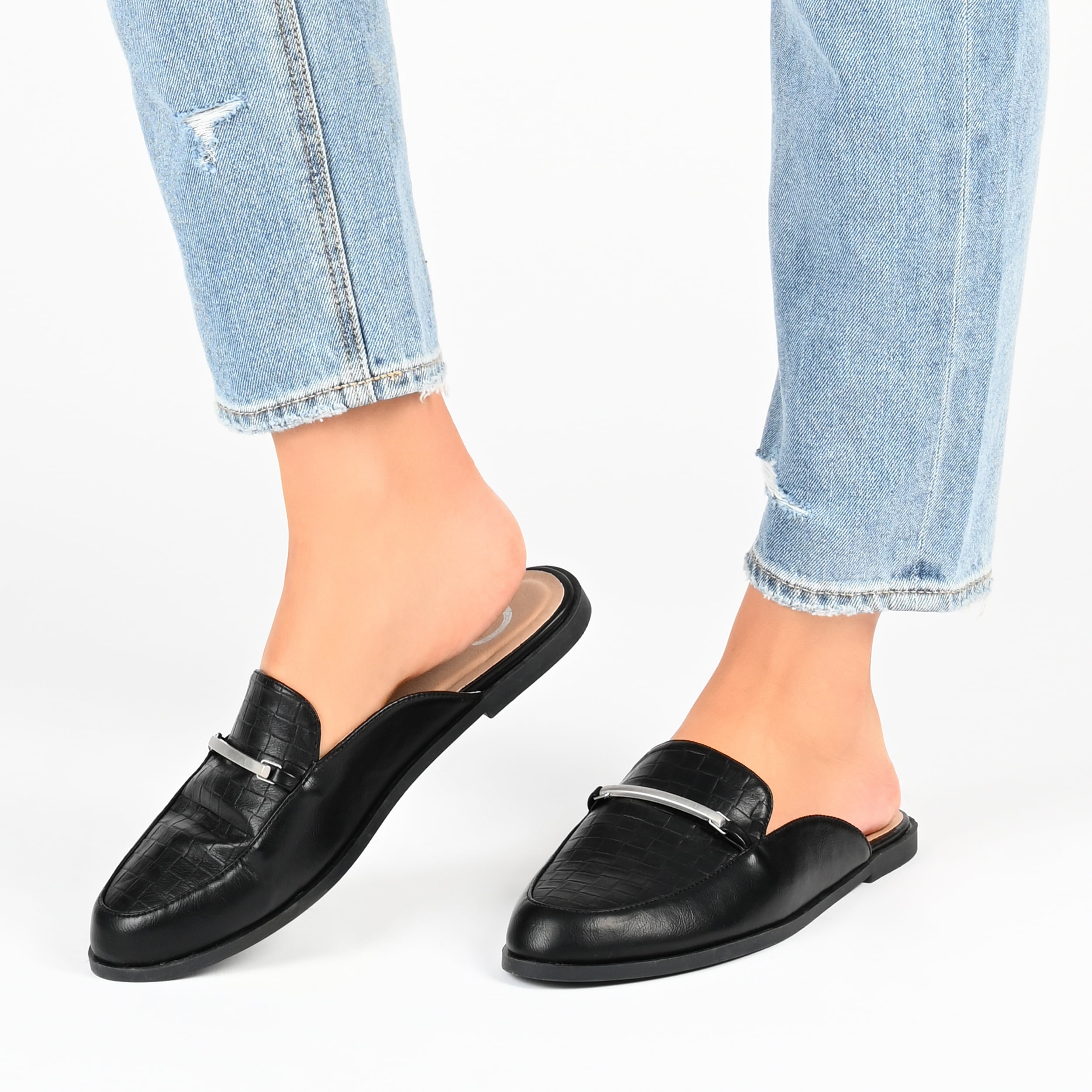 Journee Collection Womens Rubee Slip On Round Toe Mules Flats