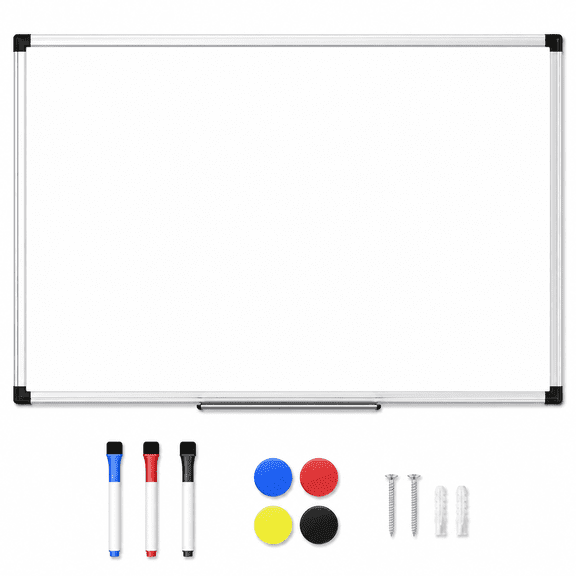 36 x 24 Inch Double-Sided Magnetic Dry Erase Board with Silver Aluminum Frame, Wall-Mount Whiteboard with Removable Marker Tray