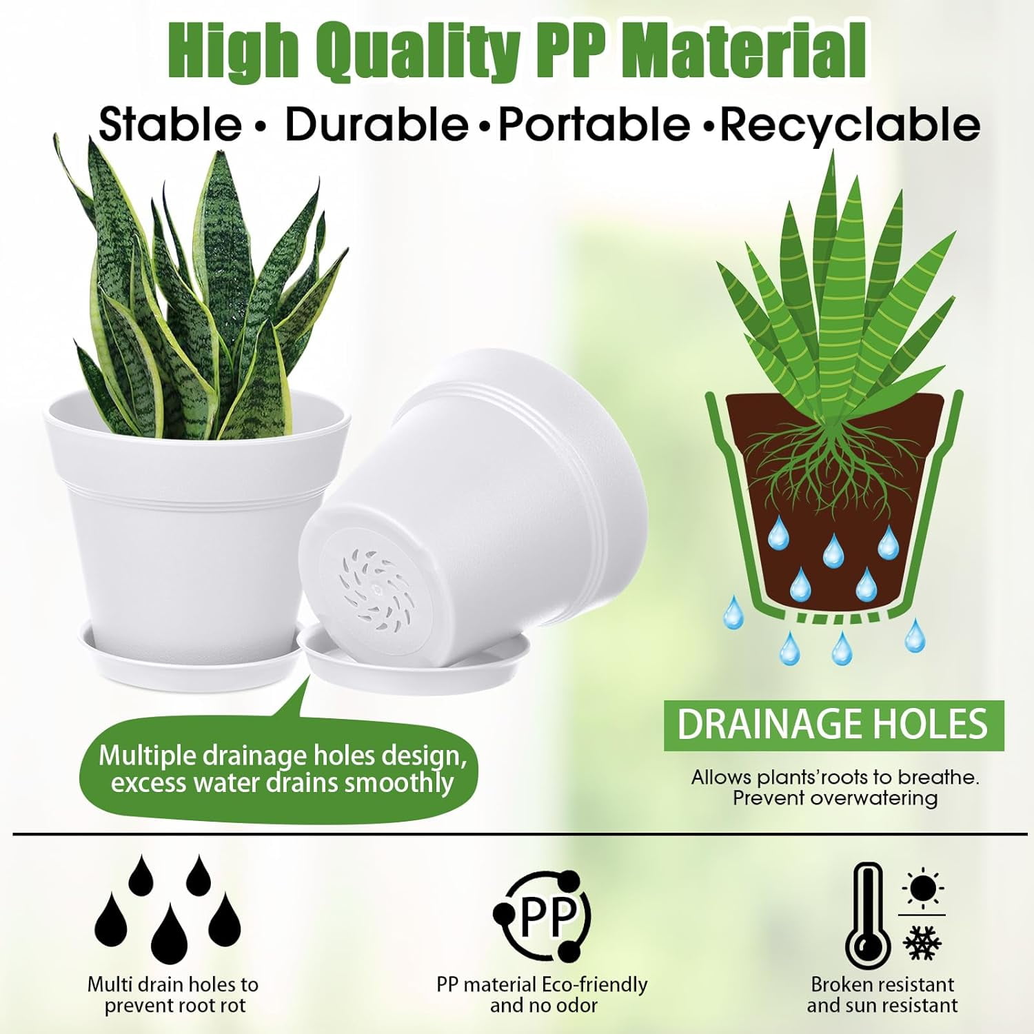 54 Pack 4 Inch Plant Pots Bulk Small Planter with Drainage Hole and Saucer Small Plastic Pots for Flowers Succulent Cactus and All House Indoor(Classic)