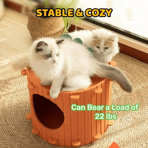 Cute Pet Bed Detachable Large Cat Hideaway Cave Noise Reduction Private Cat Condo for Indoor Cats Kitten Cozy Comfy B