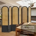 thumbnail image 6 of 6 Panel Room Divider and Folding Privacy Screen, 5.6 Ft Foldable Double Hinged Rattan Partition, Hand-Woven Rattan Room Divider Portable Wood Freestanding Wall Divider for Room Separation - Black, 6 of 18