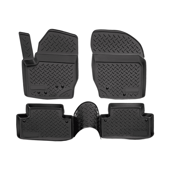 3D Custom Fit Floor Mats for 2002-2014 Volvo XC90 (All Trims), All-Weather Floor Liners, Full Set for 1st & 2nd Row, Black, Rubber