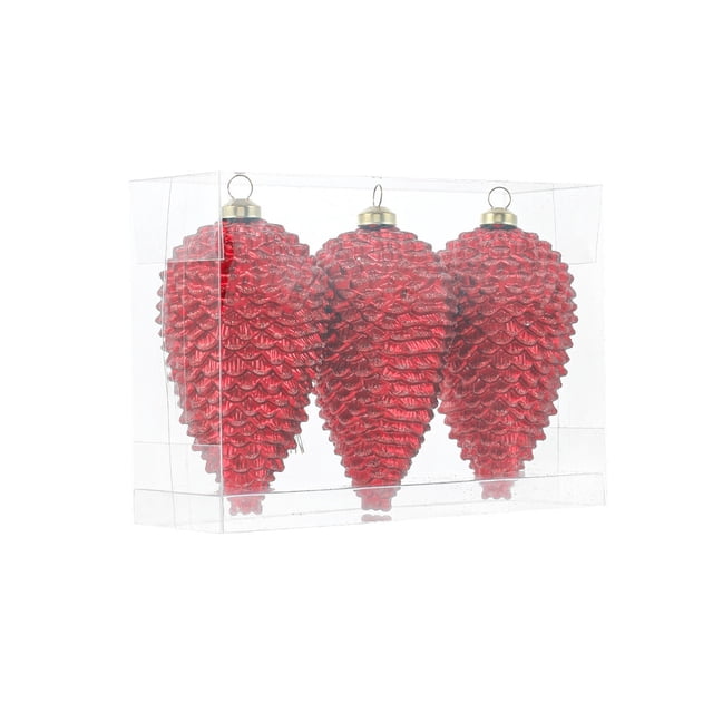 Decoraciones de Árbol de Navidad Colgante de Cono de Pino en Forma de 3 Paquetes Decoración de Árbol de Navidad Colgante de Plástico Conos de Pino para Árbol de Navidad