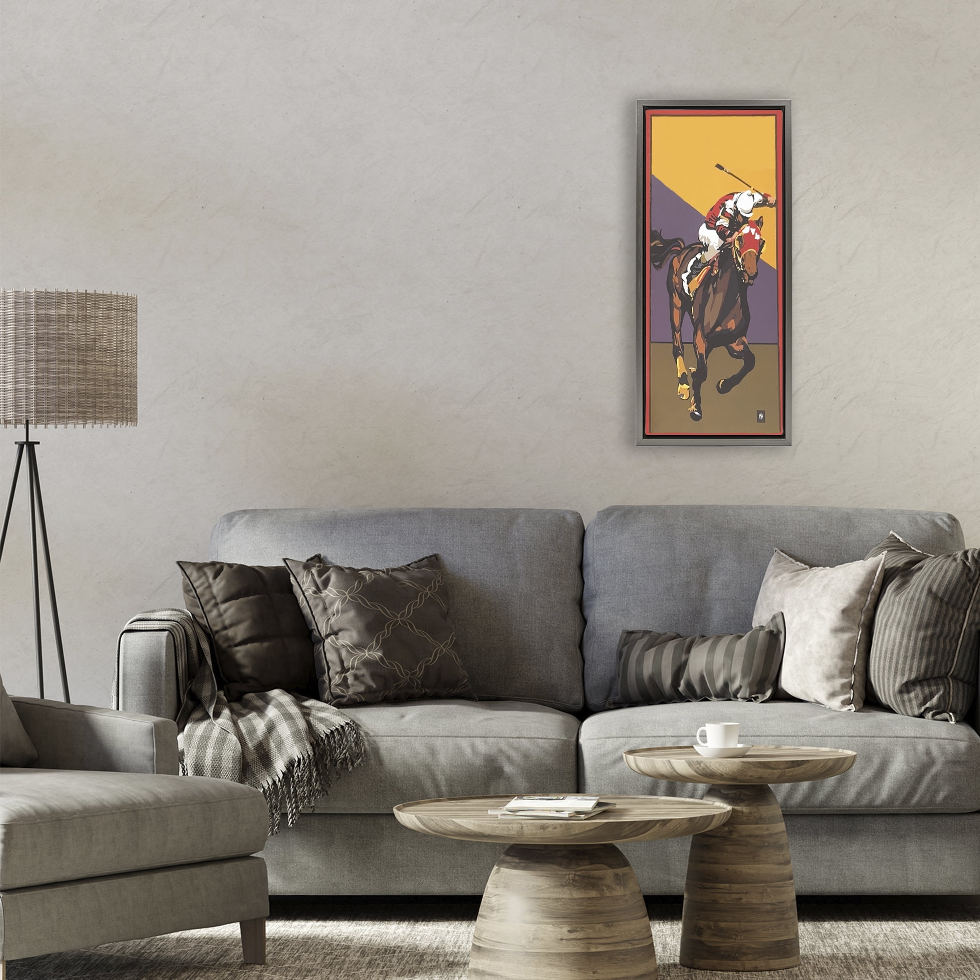 Stupell Industries The Race Final Stretch Gray Framed Floater Canvas Wall Art, design by Jadei Graphics