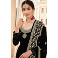 thumbnail image 3 of Reception Wear Indian Pakistani Designer Sewn Churidar Salwar Kameez Outfits ( Black, 6XL - 54 ), 3 of 5