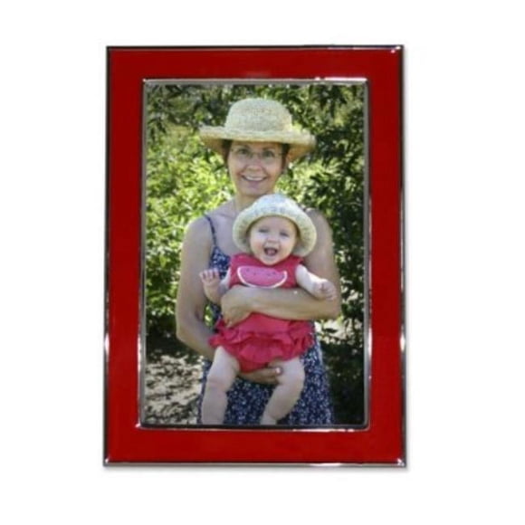 Lawrence Frames 586257 Lawrence Frames Silver Plated 5x7 Metal with Red Enamel Picture Frame