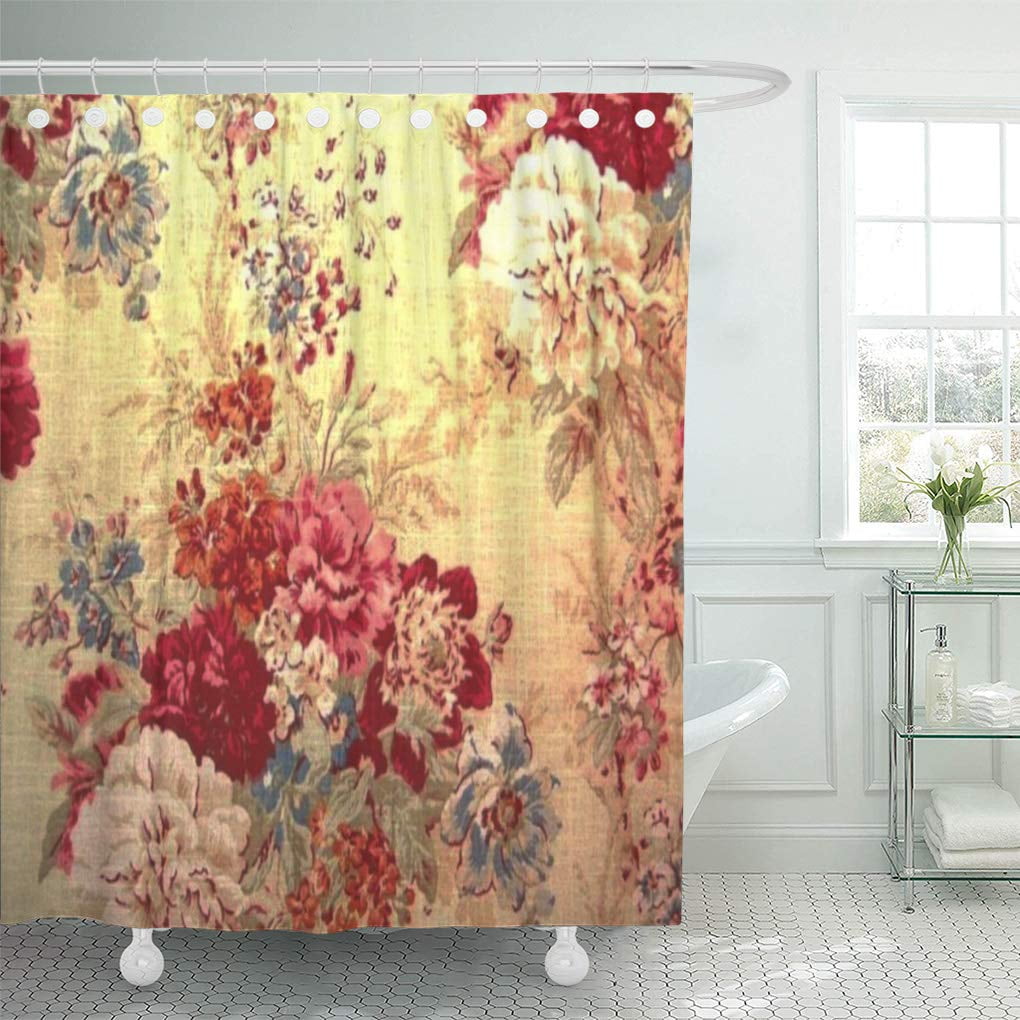 SUTTOM Vintage Romantic Floral Bouquet Shower Curtain 66x72 inch