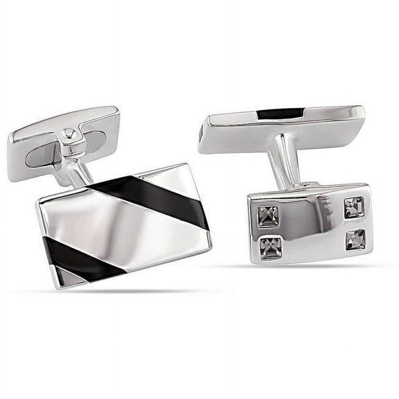 Everly Unisex Onyx and Crystal Sterling Silver Cufflink