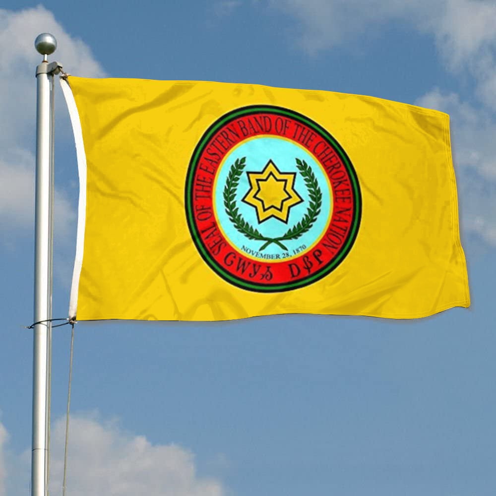 Dutern Double Sided Eastern Band Cherokee Flag Banner3 Ply with Brass Grommets 3x5 Feet