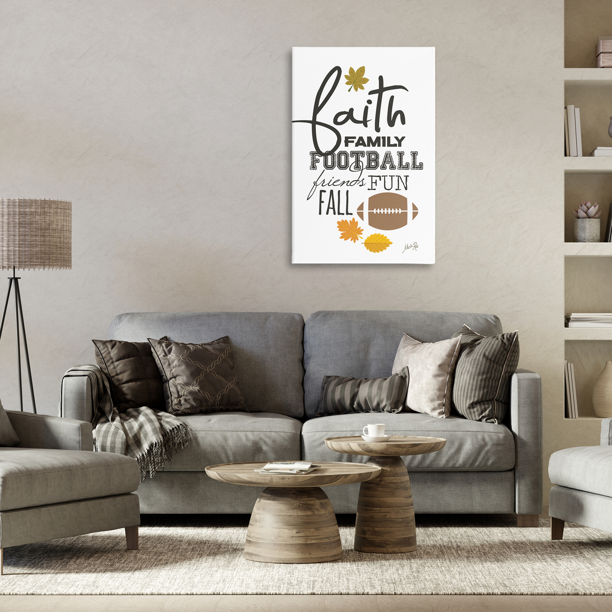 Stupell Industries Faith Family Football Sports Painting Gallery Wrapped Canvas Art Print Wall Art, 24 x 36