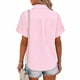 thumbnail image 4 of Tops de Manga Corta de Verano para las Mujeres de la Moda Color Sólido de Lino Cuadrado Borde con Botones, 4 of 6