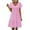 Pink-C, variant on Penkiiy Women's Summer Casual Short Sleeve Crewneck Dress Casual Flowy Tiered Maxi Beach Dress With Pockets L Blue