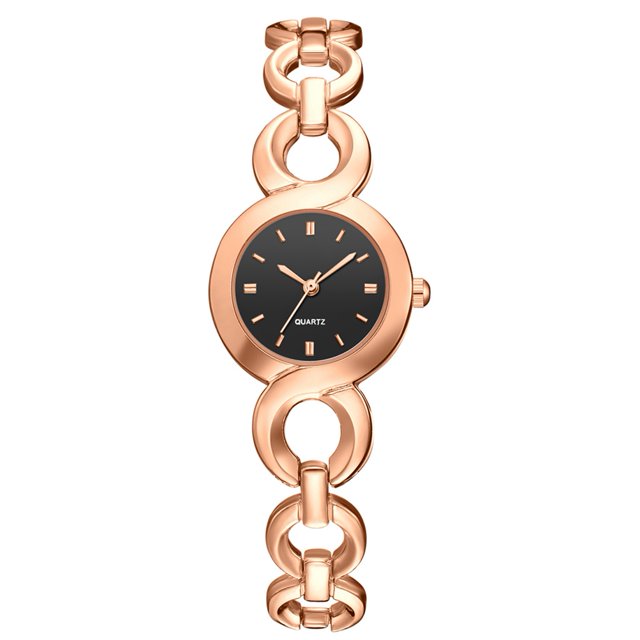 Regalo de joyería de reloj simple de moda de personalidad exquisita (oro rosa con cara negra)