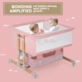 thumbnail image 6 of HARPPA Baby Bassinet Bedside Sleeper for Twins, Adjustable Height, Bed-Sharing, Pink, 6 of 9