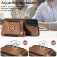 thumbnail image 6 of Allytech Galaxy S21 Case Wallet, RFID Blocking Multiple Cards Slots Ring Holder Stand Shockproof Protective Hand Wrist Wallet Case Cover for Samsung Galaxy S21 - Brown, 6 of 12