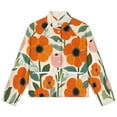 thumbnail image 4 of Jackets for Women Winter Coat Jackets Flannel Stand Collar Jacket(Orange Flowers Blooming Beautifully Serene,Size:S-4XL), 4 of 7