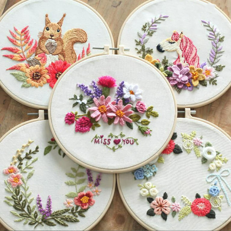 Embroidery Cross Stitch Kit Set Beginners Handmade Boho Flowers Sewing DIY  Craft