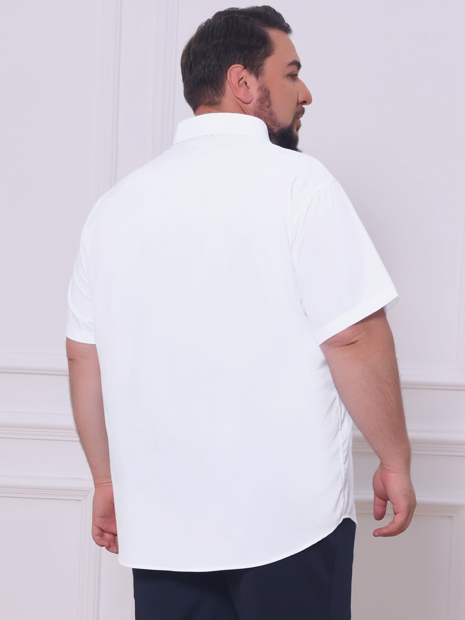 DARING DIVA Men's Big and Tall Business Dress Shirt with Chest Pocket 4XL White