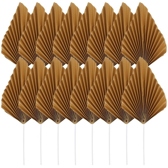 Raindrops Golden Palm Leaves Cupcake Toppers for Decoration with Paper and Plastic Material 16pcs