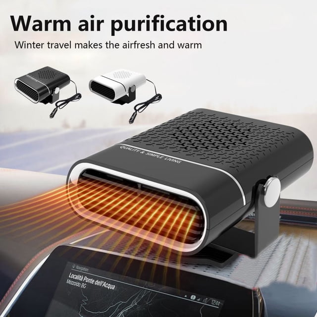 HLONK 2022 Portable Car Heater Fast Heating Quickly Defrost Defogger Demister Heat Cooling Fan 24V Auto Dryer Windshield Defroster Car Heater Plug into Cigarette Lighter (black)