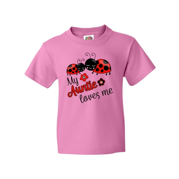 Inktastic My Auntie Loves Me with Cute Lady Bugs Youth T-Shirt