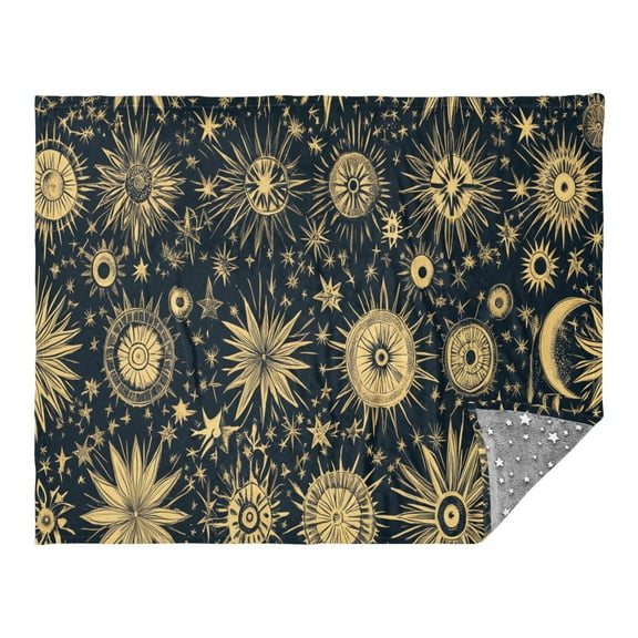 Celestial Patterns Camping Blankets Bed Throws and Cozy Travel Blanket Fluorescence 70x55in Double Sided