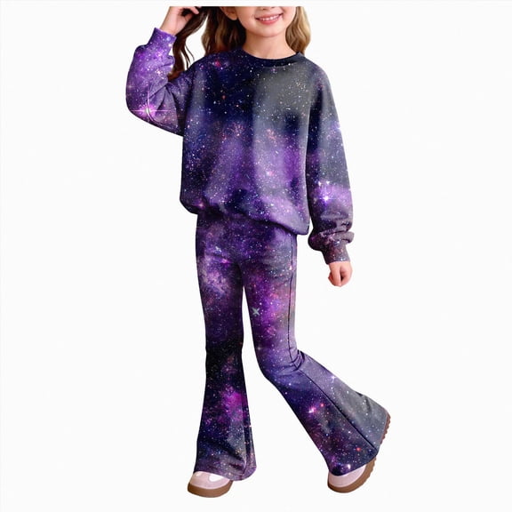 Ccpelsie Toddler Girl Fall Winter Clothes Fall Winter Outfits Sweatshirt Bell Bottom Pants for Girls(Light Pink,9-10 Years)