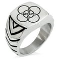 thumbnail image 1 of Stainless Steel Celtic Five Fold Fifth Elements Chevron Pattern Biker Style Polished Ring, 1 of 1