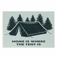 thumbnail image 1 of Saying Cutting Board, Home is Where the Tent is Lettering with Pine Trees Camping Travel Theme, Decorative Tempered Glass Cutting and Serving Board, Small Size, Dark Blue and White, by Ambesonne, 1 of 1