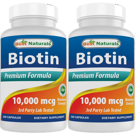 2 Pack Best Naturals Biotin 10000 mcg 200 Capsules | (Total 400 Capsules)