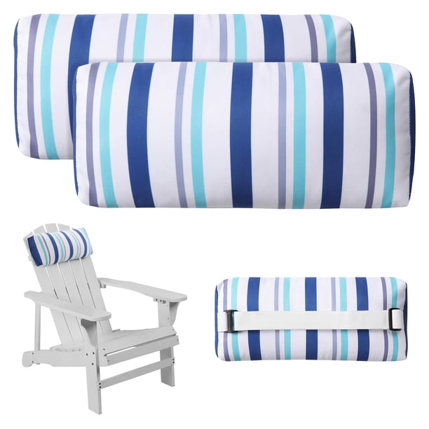 Almohada para Reposacabezas de Chaise Lounge Rasugarlary Franjas Azul y Blanco