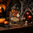 thumbnail image 3 of Pumpkin Cart Figurine Happy Halloween Resin Village Decoration with Ghost and Candy Tabletop Mantel Shelf Indoor Fall Decor D, 3 of 5
