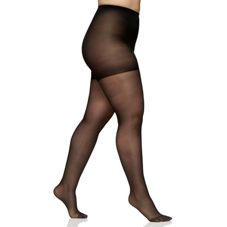 

Berkshire Plus-Size Queen Silky Sheer Control Top Pantyhose - Reinforced Toe Stockings Fantasy Black 4489