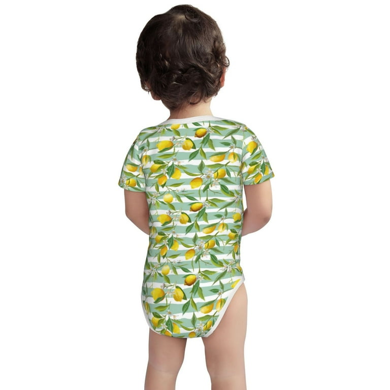 Xecao Lemon Pattern Baby Climbing Bodysuit Short Sleeve Onesie