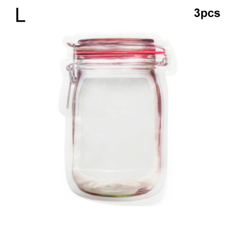 Bottle shape Clear Self Seal Resealable Zip Lock Bags Food Nut Holder 4pcs 