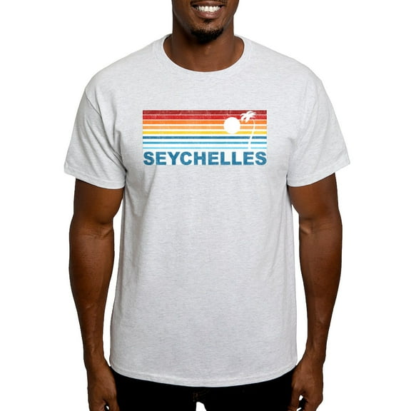 CafePress - Retro Palm Tree Seychelles Light T Shirt - Men's Classic Graphic T-Shirt
