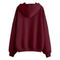 thumbnail image 4 of Rigardu Zip Up Hoodie Women Zip Up Coats for Women Women's Fall Jacket Oversized Pocket Sweatshirt Casual Drawstring Clothing Zipper Track Jacket Solid Color Long Sleeve Hooded Tops, 4 of 4