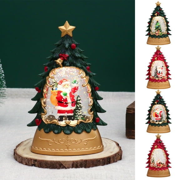 Christmas Decorations Snow Globe Christmas Lantern Decoration Wind Lights Water Glitters Christmas Tree Night Lights Battery Operated for Christmas Festival Decoration Gifts 70ml