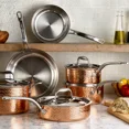 thumbnail image 2 of Lagostina Martellata Copper 3-Ply Cookware Set, 11-piece, 2 of 5