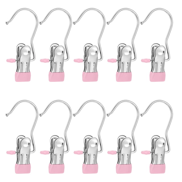 Gancho de Acero Inoxidable con Clip para Colgar, Pinza para Secar Ropa, Multifuncional, Sin Costuras, para Toallas, Sombreros, Calcetines y Pantalones, Resistente Al Viento, Ganchos Resistentes para