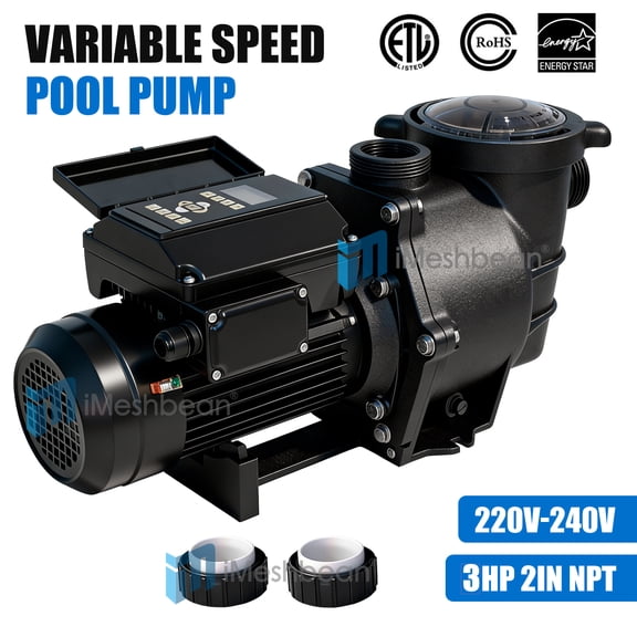 iMeshbean 3HP 4 Variable Speed Pool Pump 118 GPM for Inground or Ground Pools 2 in NPT 220V