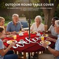 thumbnail image 3 of Round Outdoor Tablecloth with Umbrella Hole and Zipper, Red Wooden Grain Tablecloth with Elastic Waterproof, Farmhouse Ombre Wood Stripes Rustic Patio Table Covers for 45" - 54" Picnic Pool Tables, 3 of 9