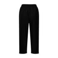 thumbnail image 6 of EHRWE Pants For Women Female Summer Solid Color Elastic Waist Loose Side Button Decoration Versatile Capris Casual Pants Leisure, 6 of 9