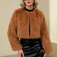 thumbnail image 2 of Women Cropped Faux Fur Coat Faux Fur Jacket Women Zip Up Cropped Fur Coats Warm Plush Jacket Soft Fluffy Outerwear Trendy Fashion Party Club Short Jacket, 2 of 7