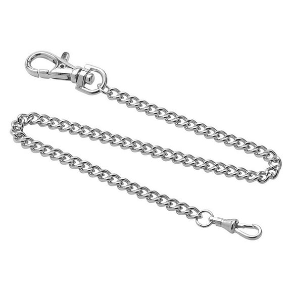 Gotham Premium 14 Inch 316L Stainless Steel Pocket Watch Chain, Heavy Gauge Clip
