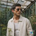 thumbnail image 4 of SA106 Retro TAC Polarized Thick Bevel Rectangle Horn Rim Hipster UV400 Sunglasses / Peach Frame - Brown Lens, 4 of 7