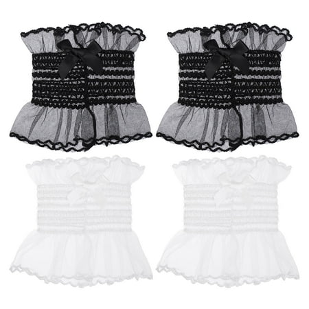 

2 Pairs of Exquisite Lolita Costume Gloves Lace Bridal Gloves (Black White)