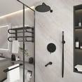 thumbnail image 2 of Boyel Living Shower System 10 in Wall Mount Rainfall Shower Head with Handheld Shower and Bathtub Tub Spout,3-function Bathroom Round Shower Combo Set ,Shower Set Tub Faucet in Matte Black, 2 of 10