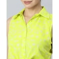 thumbnail image 5 of MoomayaWomens PrintedCotton Crop Shirt,Button Down Sleeveless Knotting Shirt Top, 5 of 8