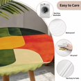 thumbnail image 3 of Green Geometric Round Tablecloth for 55-60 Inch Tables, Fitted Table Cover with Elastic Edge, Modern Orange Abstract Lines Art Waterproof Outdoor Table Cloth Protector for Patio Garden Dinner Picnic, 3 of 9